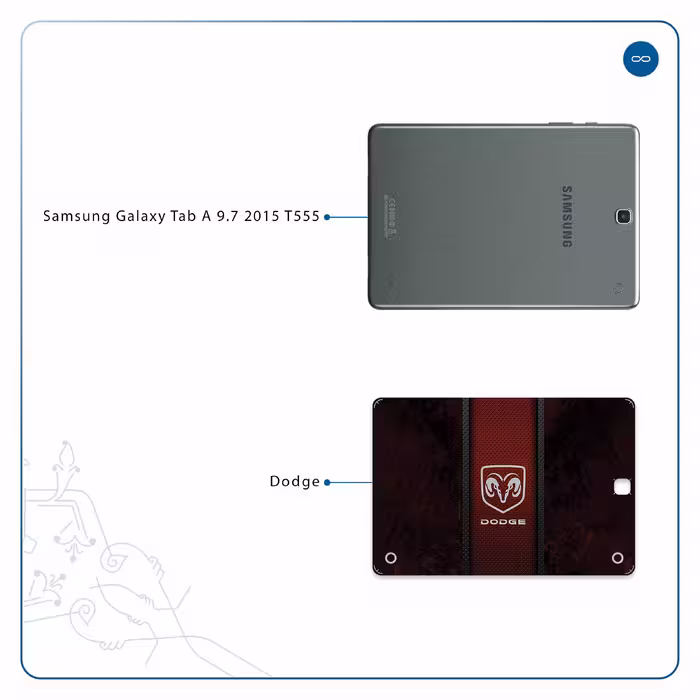 برچسب پوششی ماهوت مدل Dodge مناسب برای تبلت سامسونگ Galaxy Tab A 9.7 2015 T555