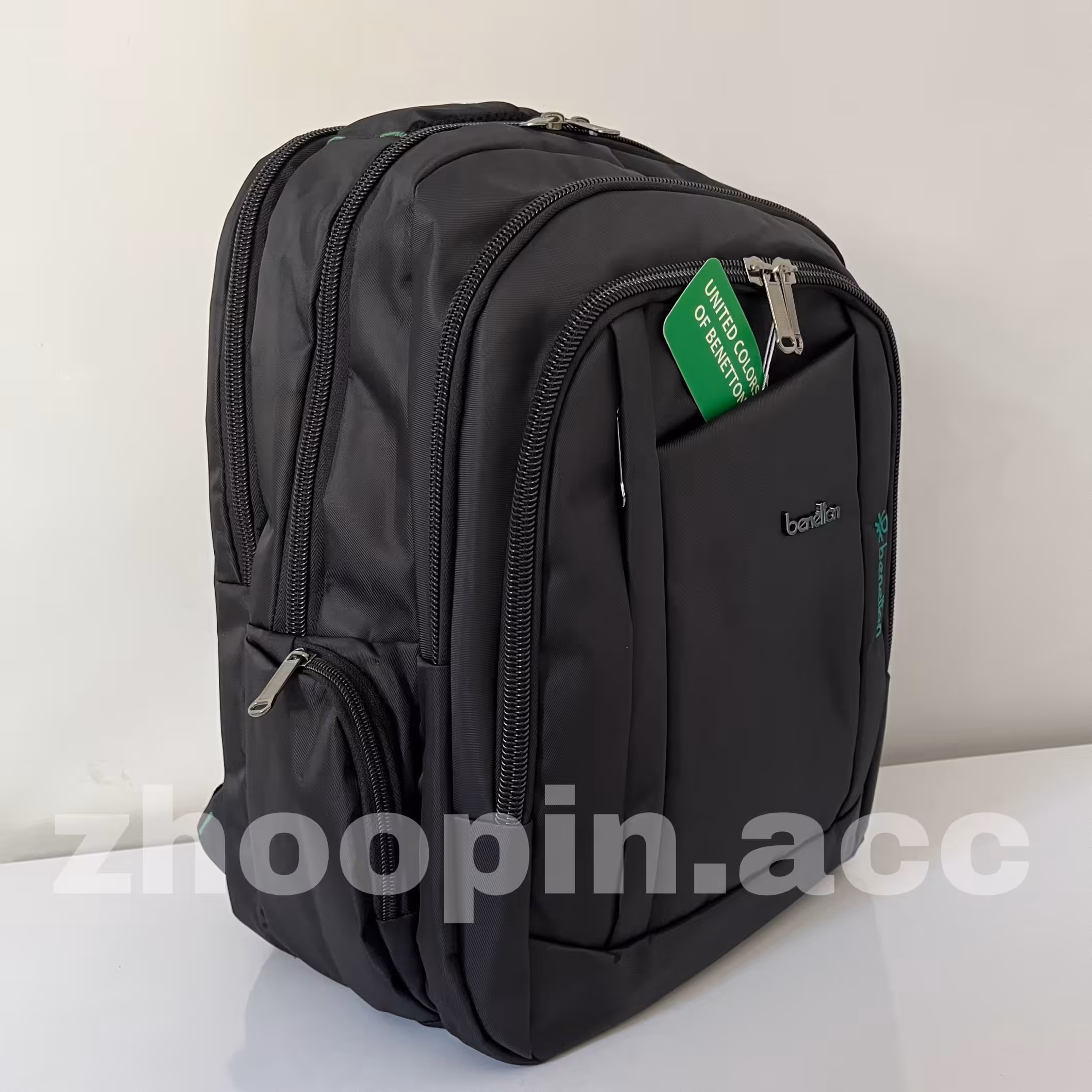 کوله پشتی 8 زیپ Benetton پارچه دیبا خارجی ضربه گیر لپ تاپ سوکت هندزفری و پورت یو اس بی