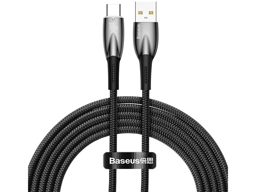 کابل سوپر فست شارژ یو اس بی به تایپ سی 100 وات یک متری بیسوس Baseus Glimmer Type-C Fast Charging Data Cable CADH000401