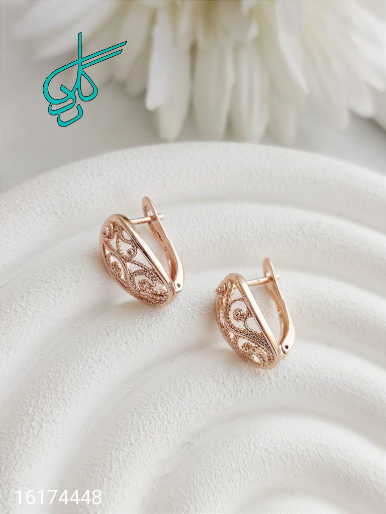 خرید گوشواره حلقه ای ژوپینگ طلایی رنگ ثابت طرح جدید کد 1616000 - ردگل