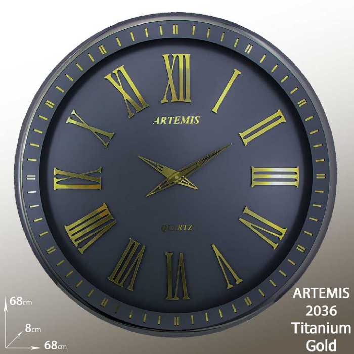 ساعت دیواری آرتمیس کد 2036 Titanium Gold تیتانیوم طلایی