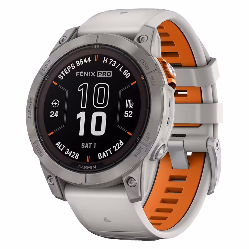 ساعت هوشمند گارمین مدل Fenix 7 pro Sapphire Solar دارای قابلیت های کنترل موسیقی (Music Player)، کنترل سطح اکسیژن خون، ضد آب، صفحه نمایش لمسی بند سیلیکون | کالا مکس