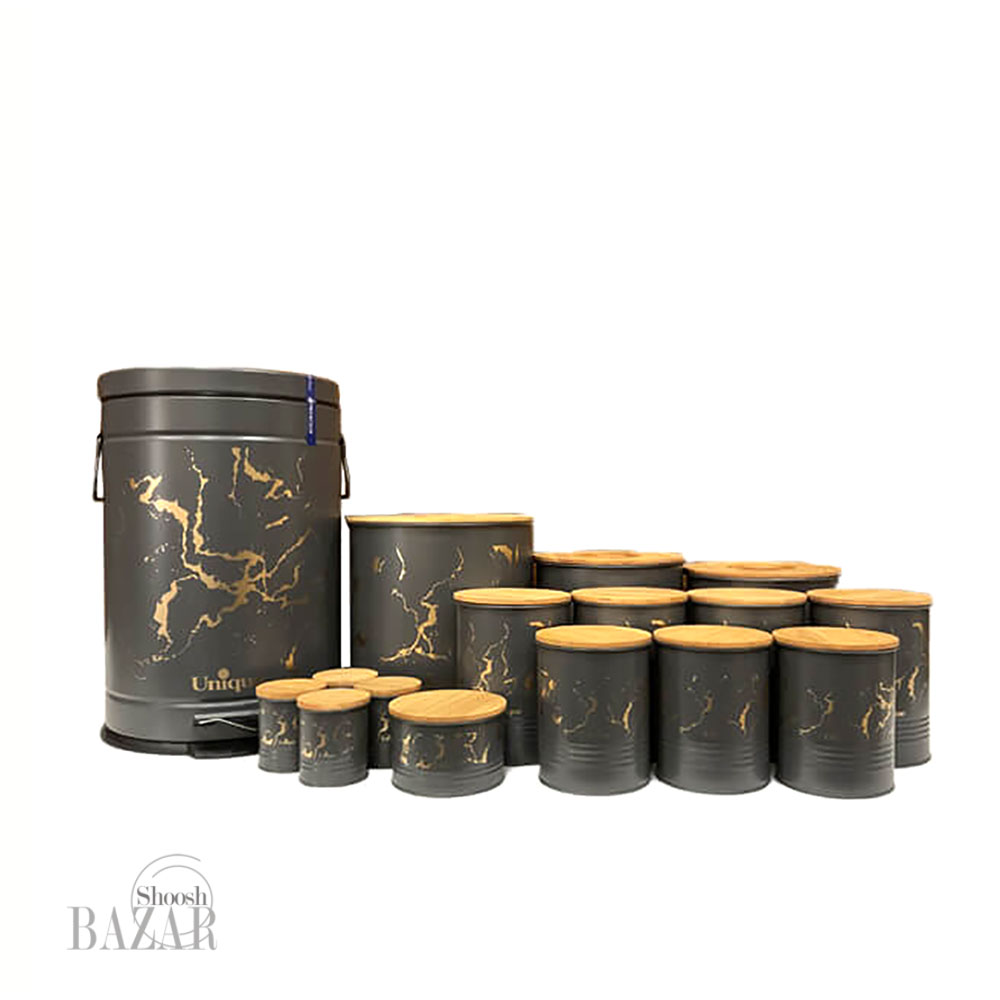 سرویس 16 پارچه الیزابت طوسی ماربل طلایی یونیک کد 9012