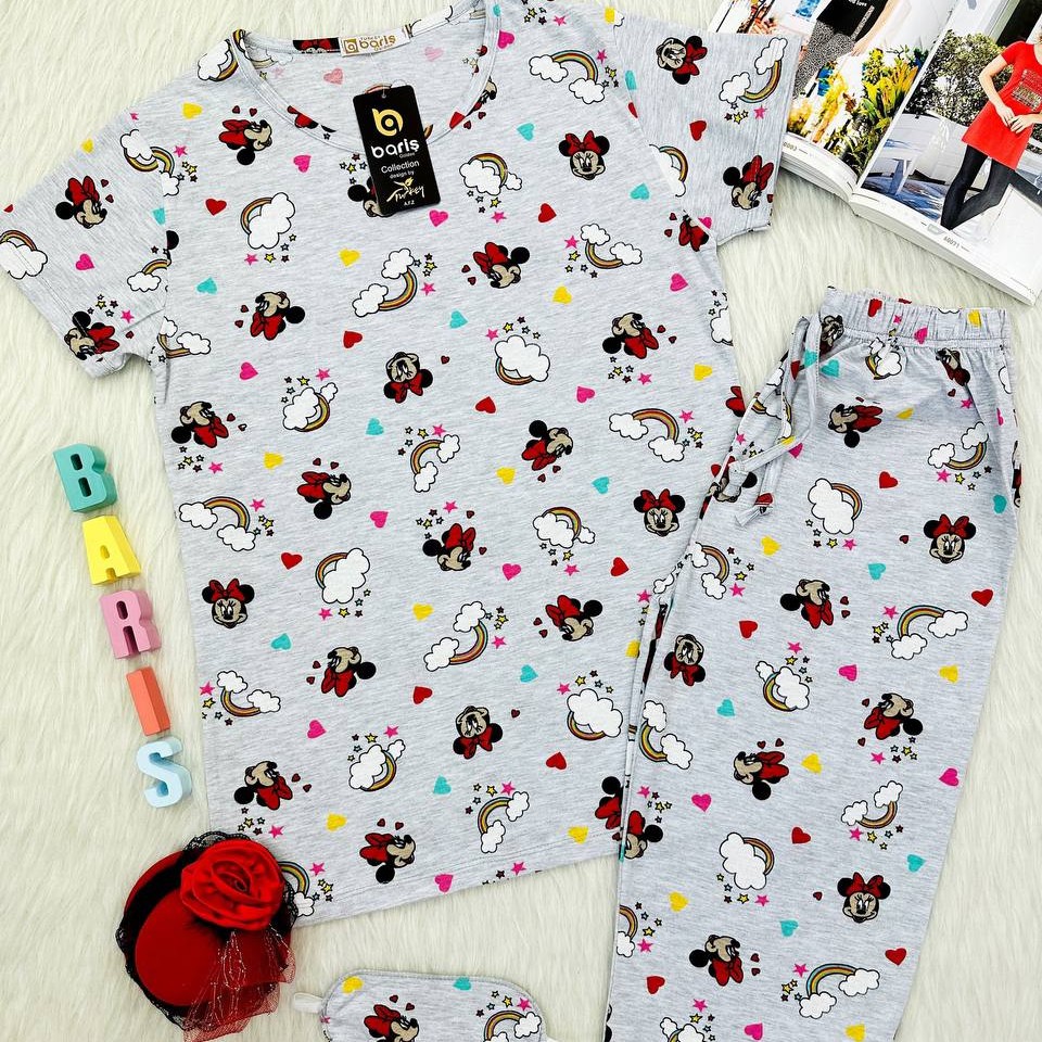 ست نخی سه تیکه تیشرت شلوار چشم بند برند ترک Barish