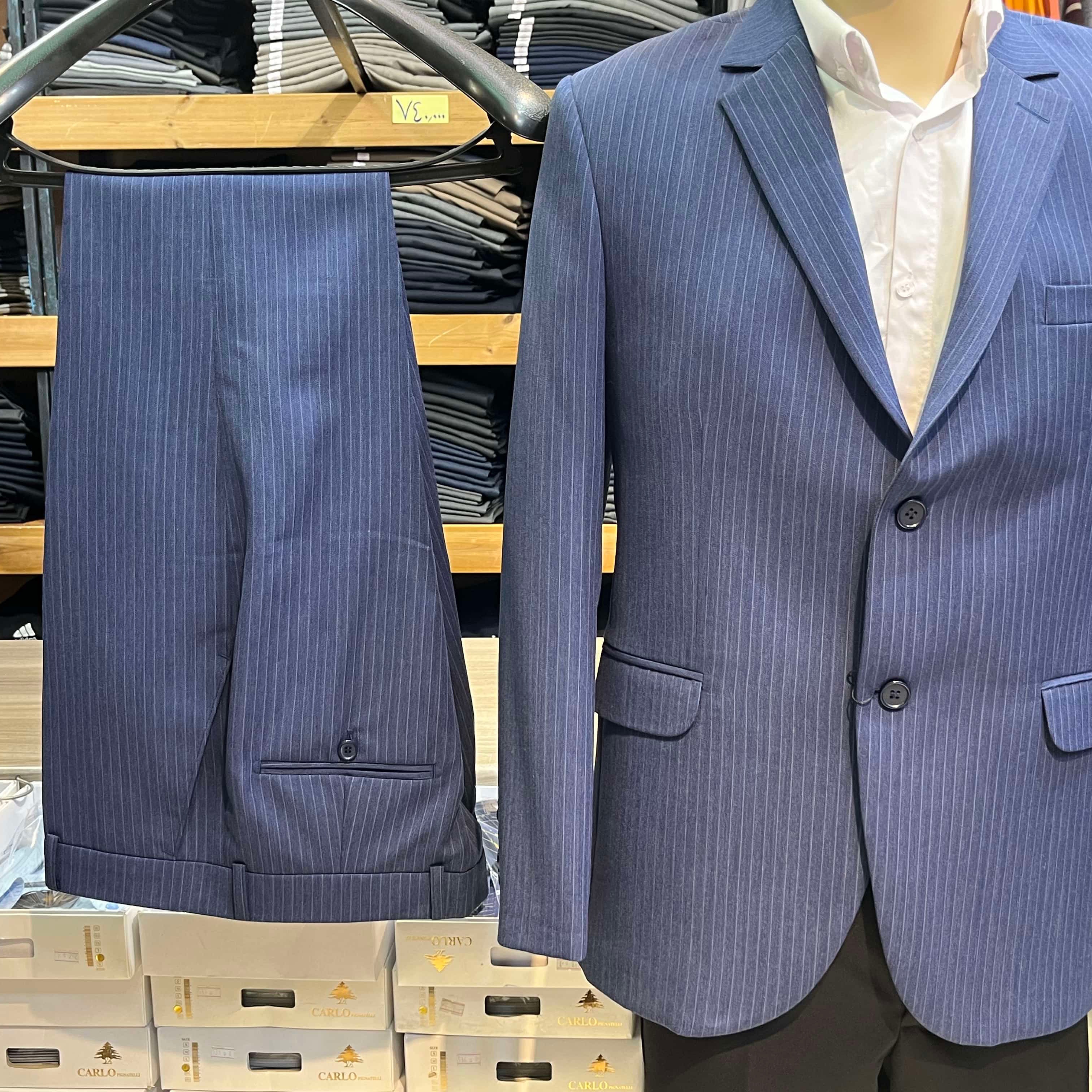 کت شلوار پارچه مطهری راه راه 