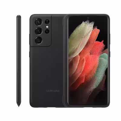 کاور سامسونگ مدل Silicon مناسب برای گوشی موبایل سامسونگ Galaxy S21 Ultra به همراه قلم نوری