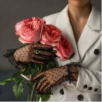 دستکش خالدار توری