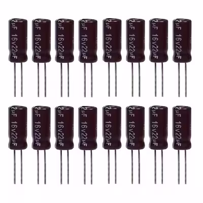 خازن الکترولیت 22 میکروفاراد 16ولت آکسبوم مدل TEC 2216 بسته 16 عددی