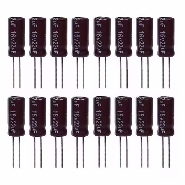 خازن الکترولیت 22 میکروفاراد 16ولت آکسبوم مدل TEC 2216 بسته 16 عددی