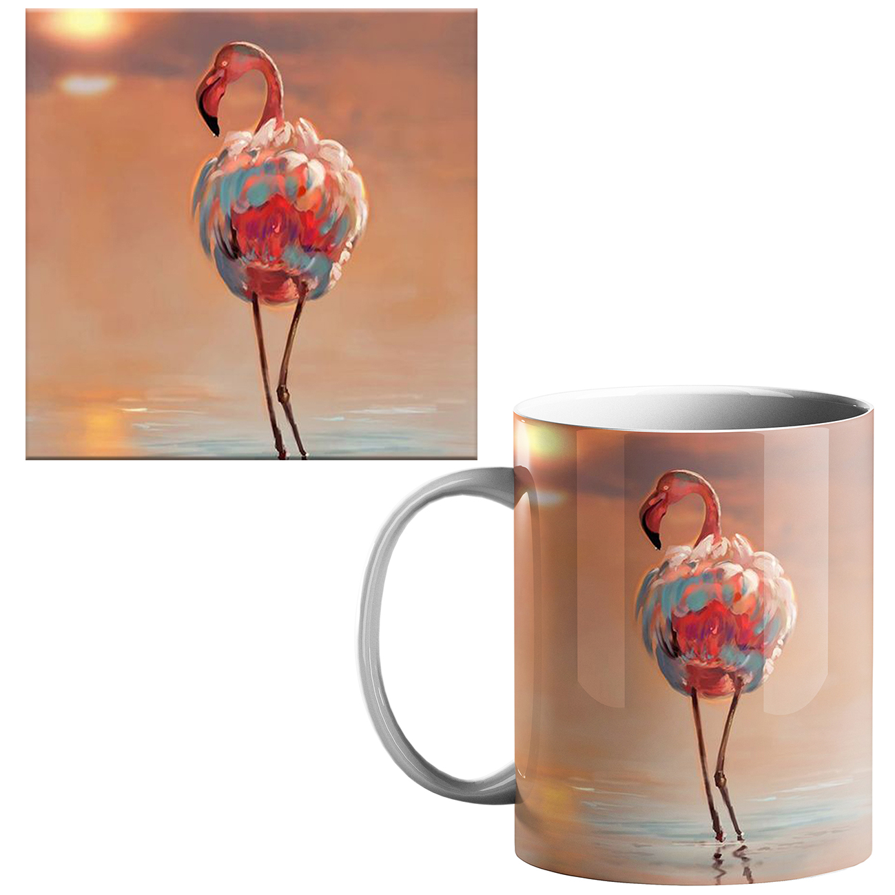 ماگ طرح فلامینگو کد 04 به همراه زیر لیوانی