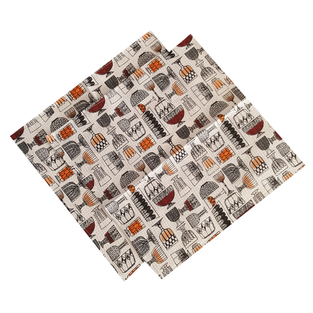 دستمال آشپزخانه طرح جام بلورین کد 202 مجموعه 2 عددی