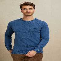 پلیور آبی مردانه ژاکت یقه دوچرخه تیره اسمایل SMILE