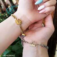 خرید ست دستبنده دو نفره استیل دو رنگ طرح کینگ و کوئین کد 2115653 - ردگل