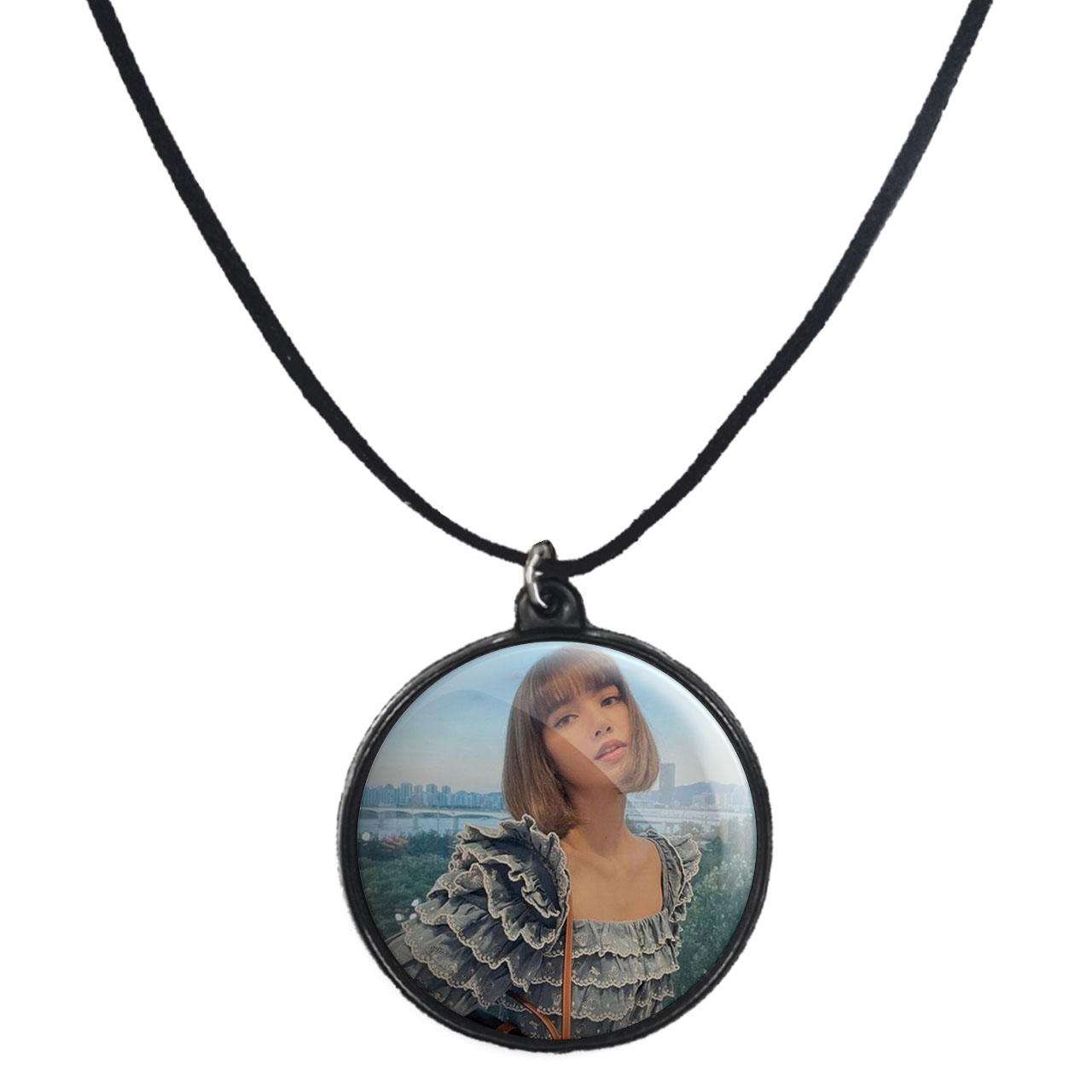 گردنبند پرمانه طرح بلک پینک کد pmb.17788 مدل دو طرفه