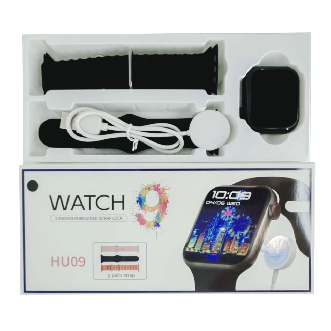 ساعت هوشمند سری 9 مدل HU09 با 3 بند سیلیکونی