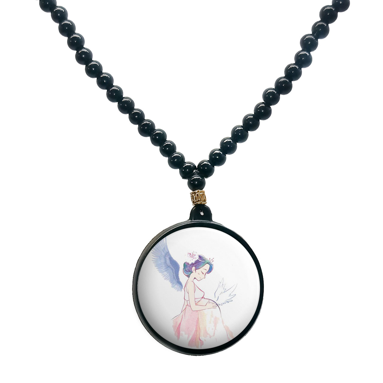 گردنبند پرمانه طرح دخترونه کد pmd.4429 مدل دو طرفه