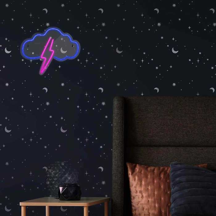 چراغ دیواری نئون دیزاین طرح Cloud-Vs-Lightning_BL