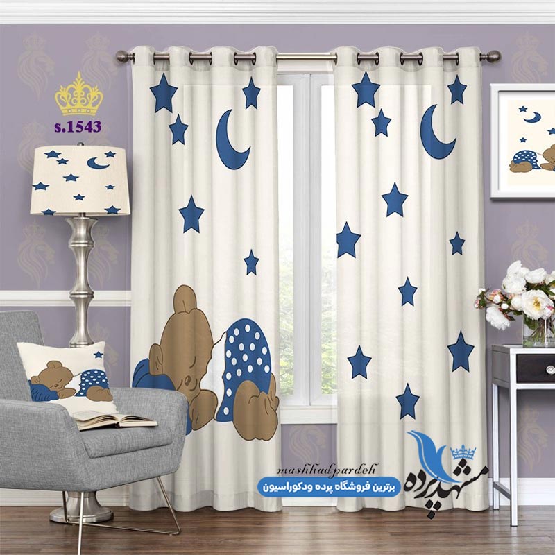 پرده پانچ کودکانه طرح اتاق خواب خرسی کد s-1543