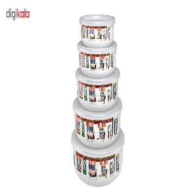 ظرف نگهدارنده رومنس طرح انگلیسی مدل20251 بسته 5 عددی