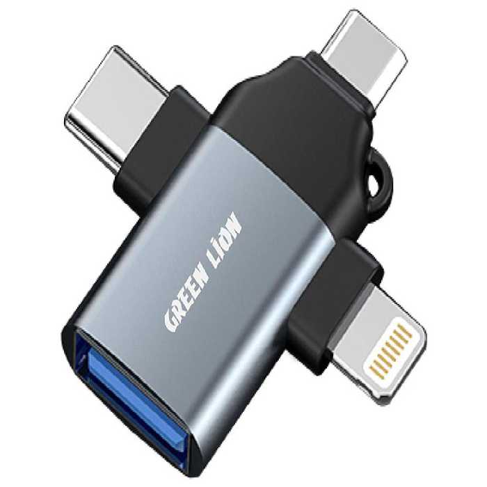 مبدل او تی جی سه کاره تایپ سی، لایتنینگ و میکرو به یو اس بی به یو اس بی گرین لاین Green Lion 3 In 1 GN3IN1 OTG