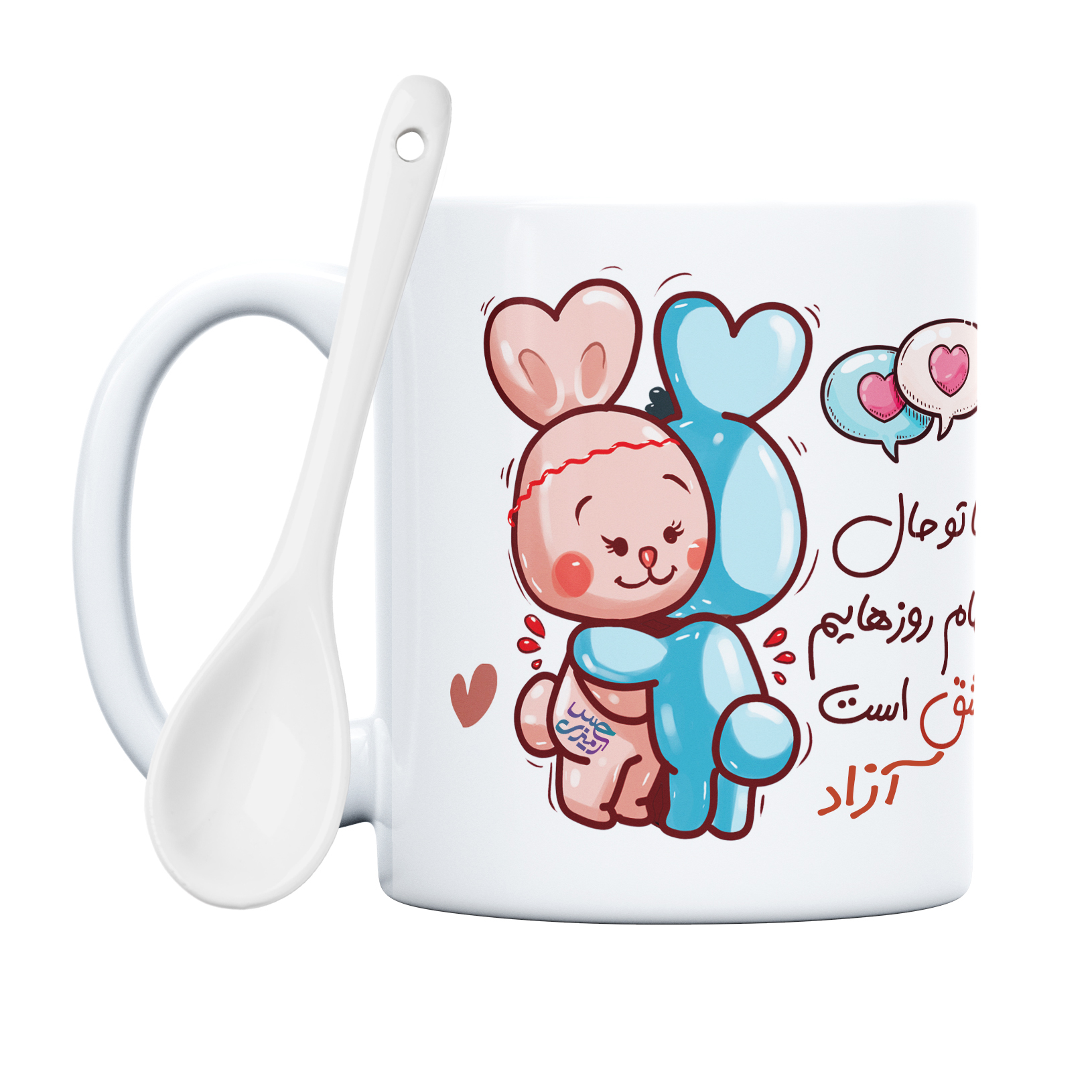 ماگ حس آمیزی طرح روز عشق خرگوشی مدل آزاد 