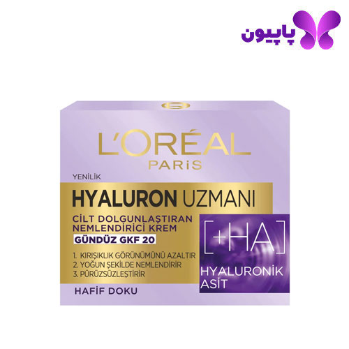 کرم روز آبرسان و پر کننده صورت هیالورونیک اسید لورآل با SPF 20