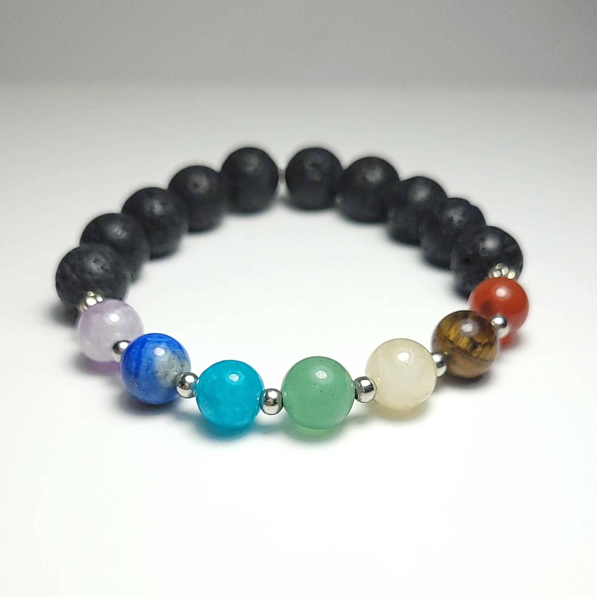 دستبند با سنگ اصل و طبیعی و مهره لاوا