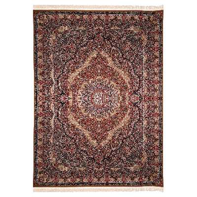 فرش ماشینی زمرد مشهد مدل ریز گل کرمان زمینه گردویی