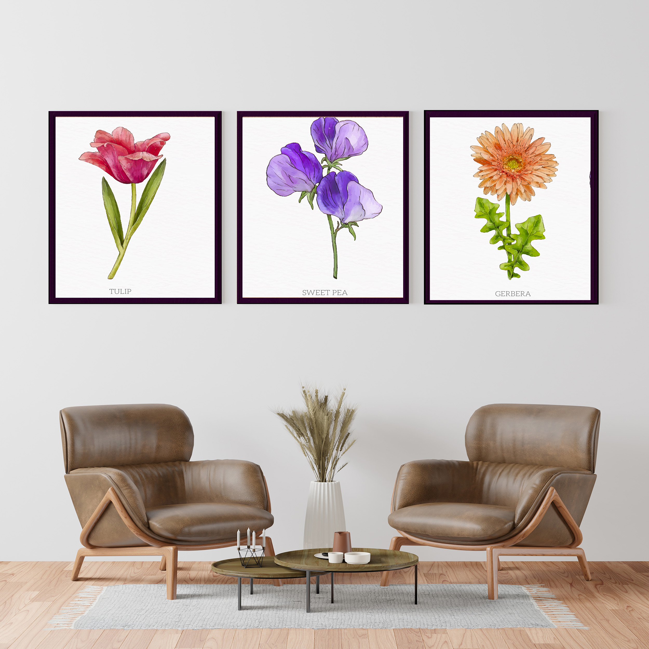 تابلو مدل دکوراتیو طرح گل کد 0287 بسته 3 عددی