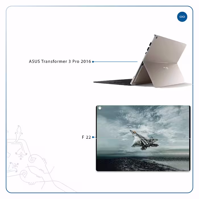 برچسب پوششی ماهوت مدل F-22 Raptor مناسب برای تبلت ایسوس Transformer 3 Pro 2016