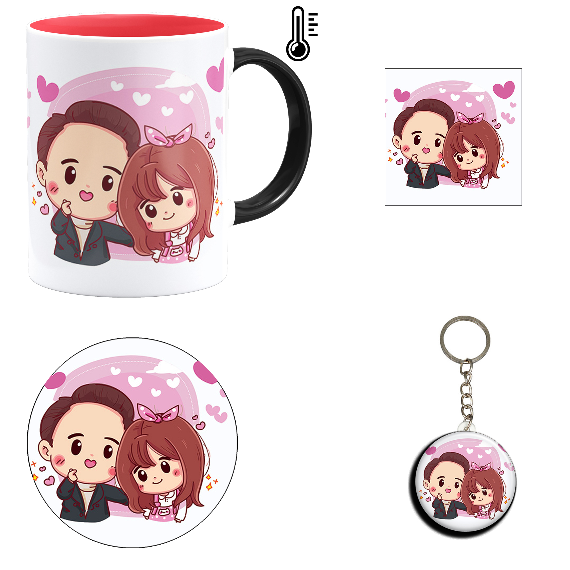 ست هدیه ماگ حرارتی مدل روز عشق طرح عاشقانه کد M94