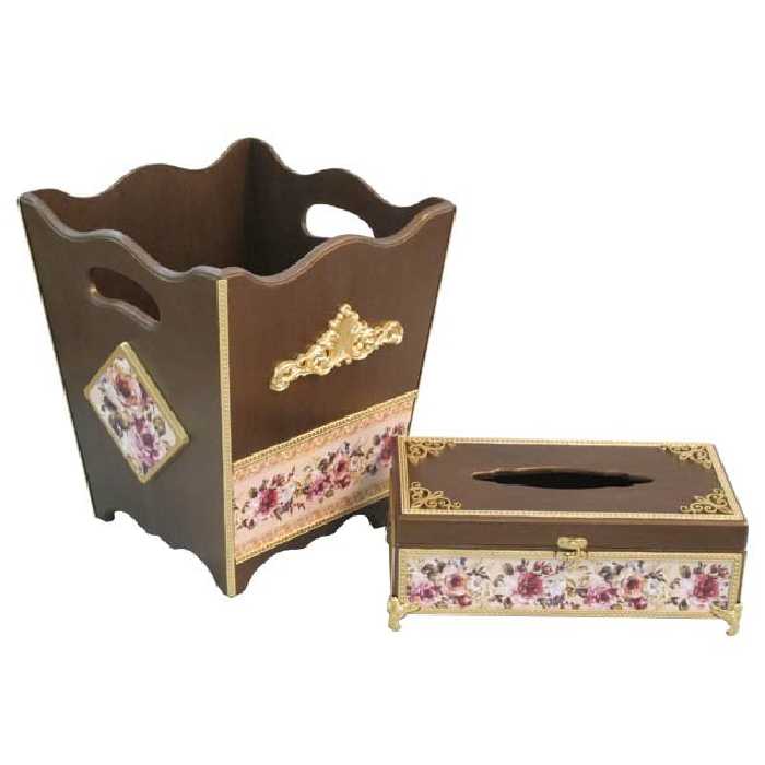 ست جعبه سطل و جعبه دستمال کاغذی لوکس مدل Sd012