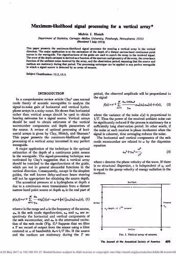 خرید و دانلود نسخه کامل کتاب Hinich Maximum-likelihood signal processing for a vertical array