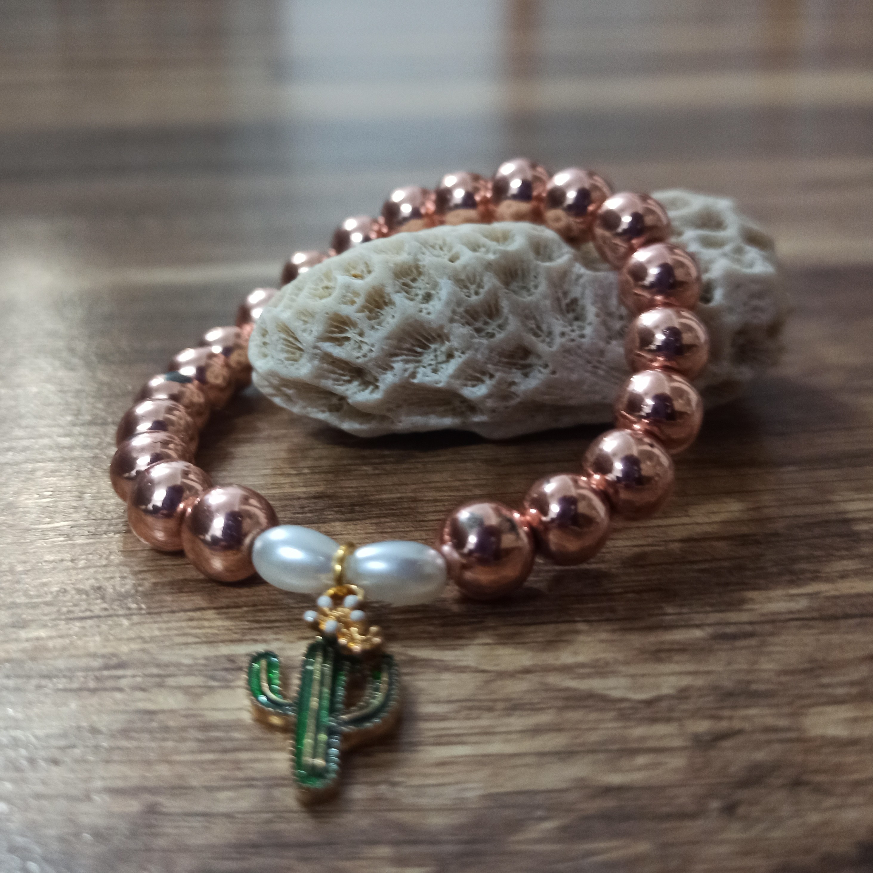 دستبند مروارید رزگلد حدید