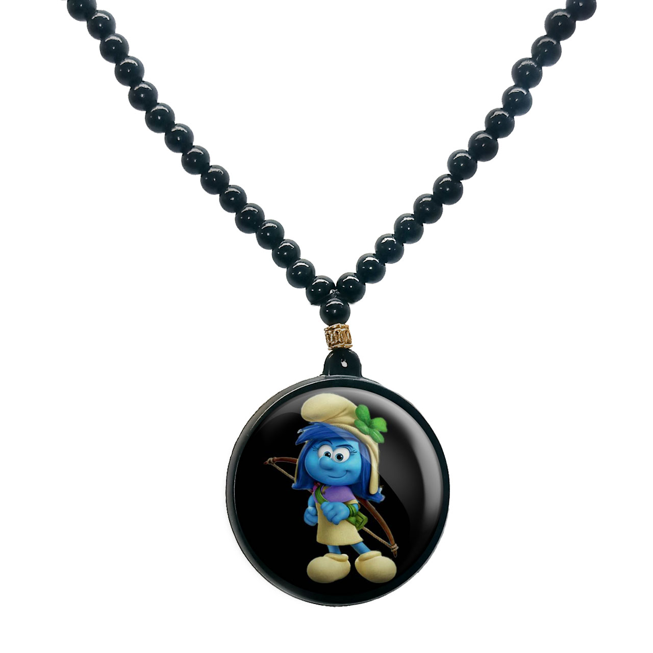 گردنبند پرمانه طرح اسمورف کد pmd.10546 مدل دو طرفه