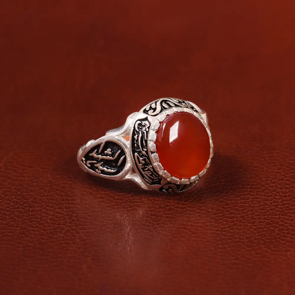 انگشتر عقیق یمن مردانه کد 23852 - جواهری مشاهیر