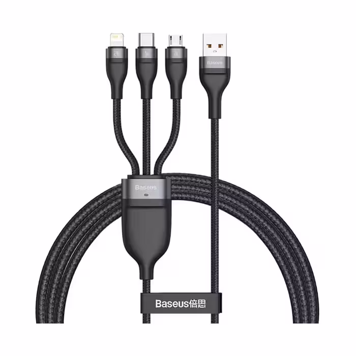 کابل تبدیل Type-A/C به لایتنینگ/Micro USB/USB Type-C باسئوس CA2T3-06/07/G1 به طول 1.2 متر