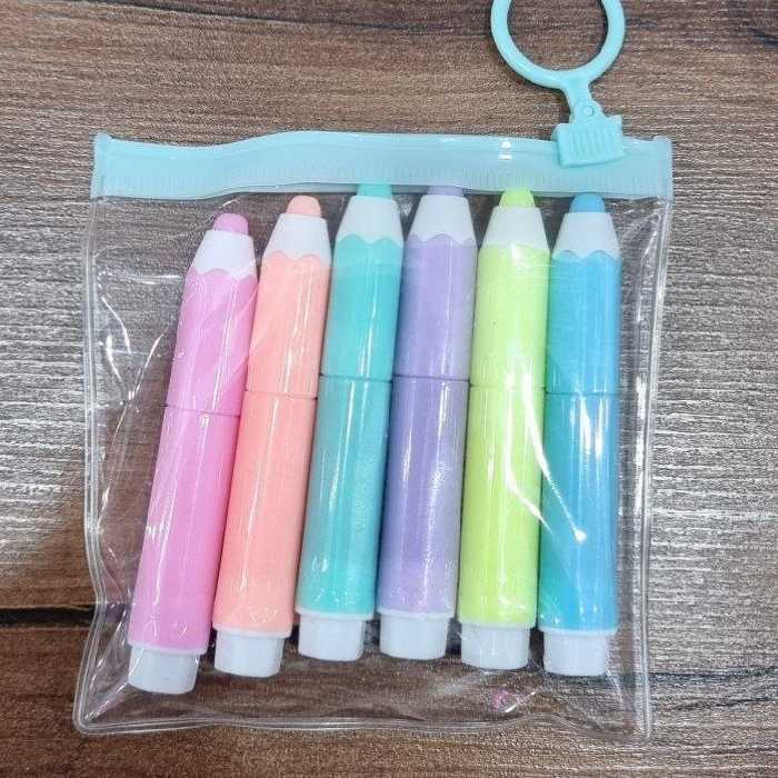 تخفیف ویژه هایلایتر فانتزی طرح مداد در شش رنگ متفاوت کیفیت عالی 