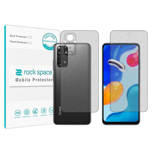 گلس صفحه نمایش و پشت گوشی شیائومی Redmi Note 11S مدل نانو هیدروژل مات برند راک اسپیس کدSS