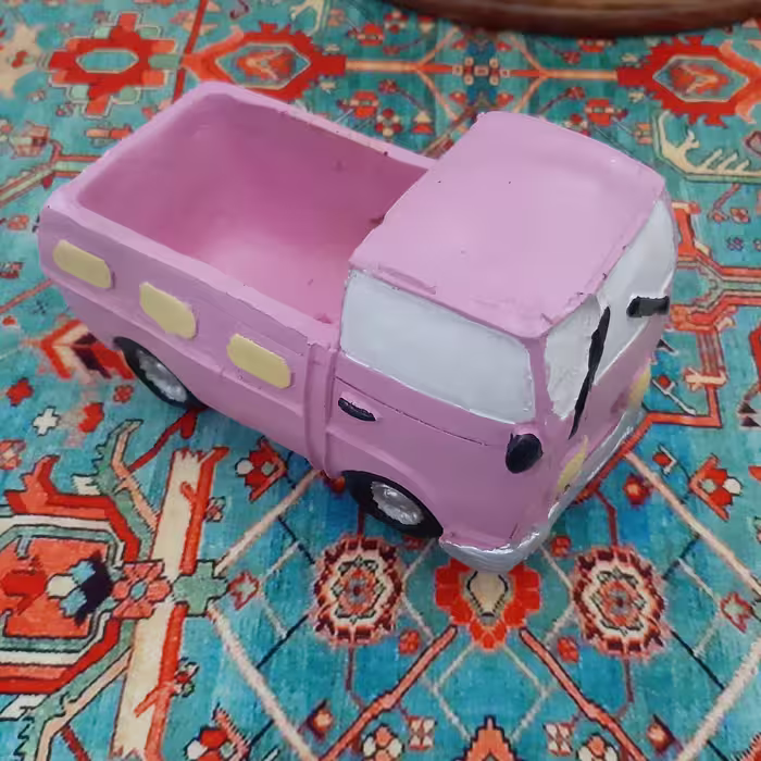 گلدان فانتزی طرح کامیون رنگ صورتی