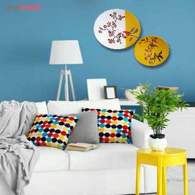 بشقاب سفالی طرح شاخه پاییزی کد S 018 مجموعه دو عددی