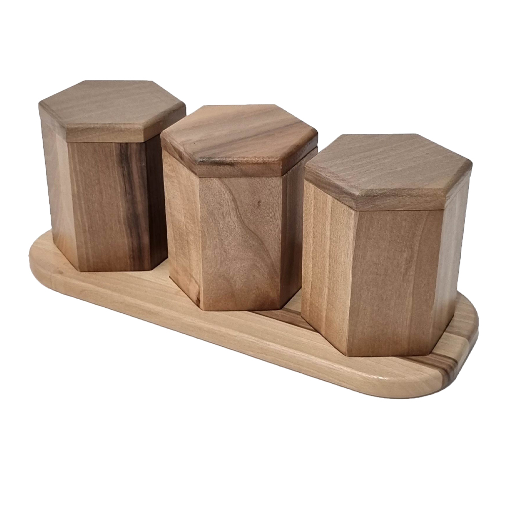 ست جا ادویه 3 پارچه مدل شش ضلعی