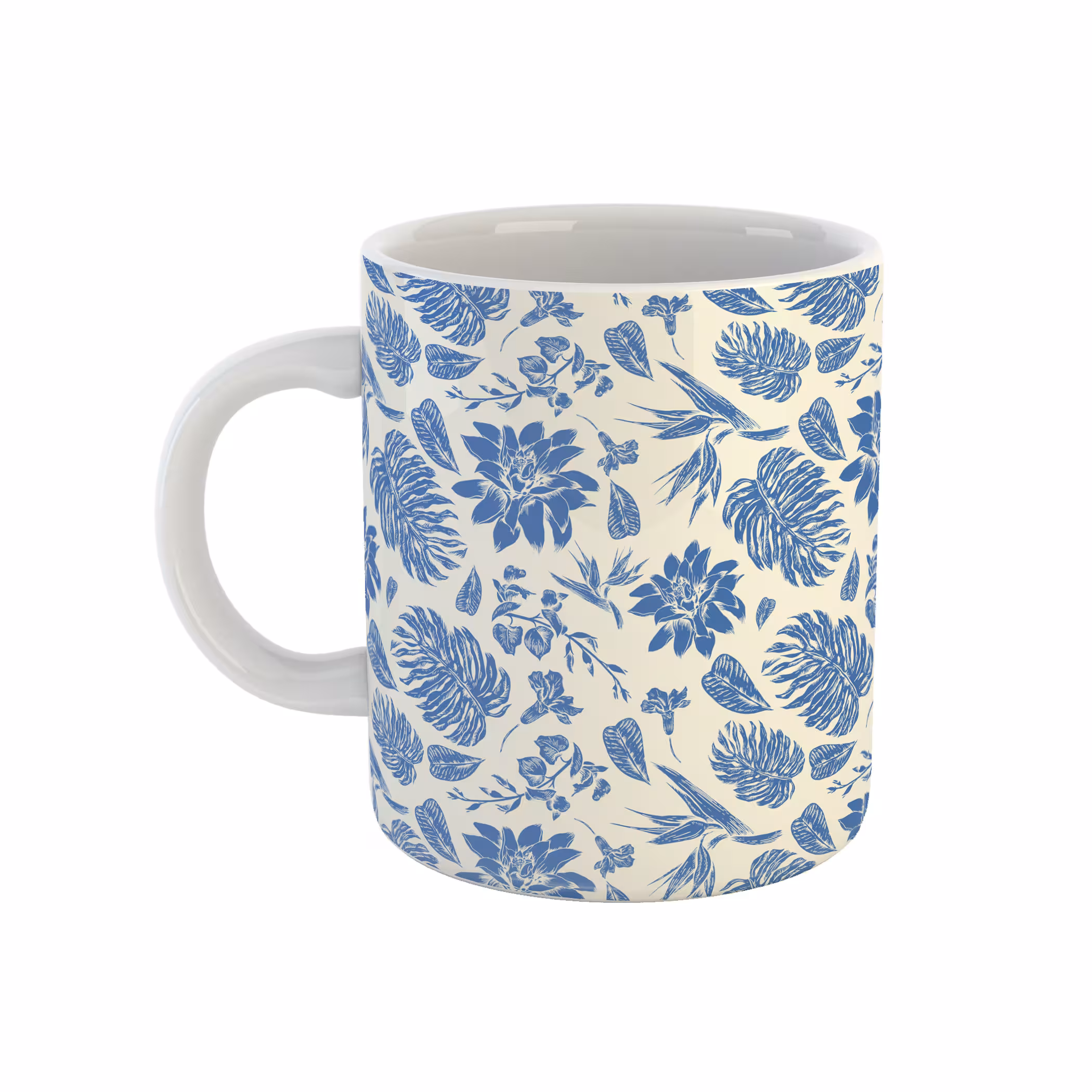 ماگ طرح قلم آبی مدل برگ