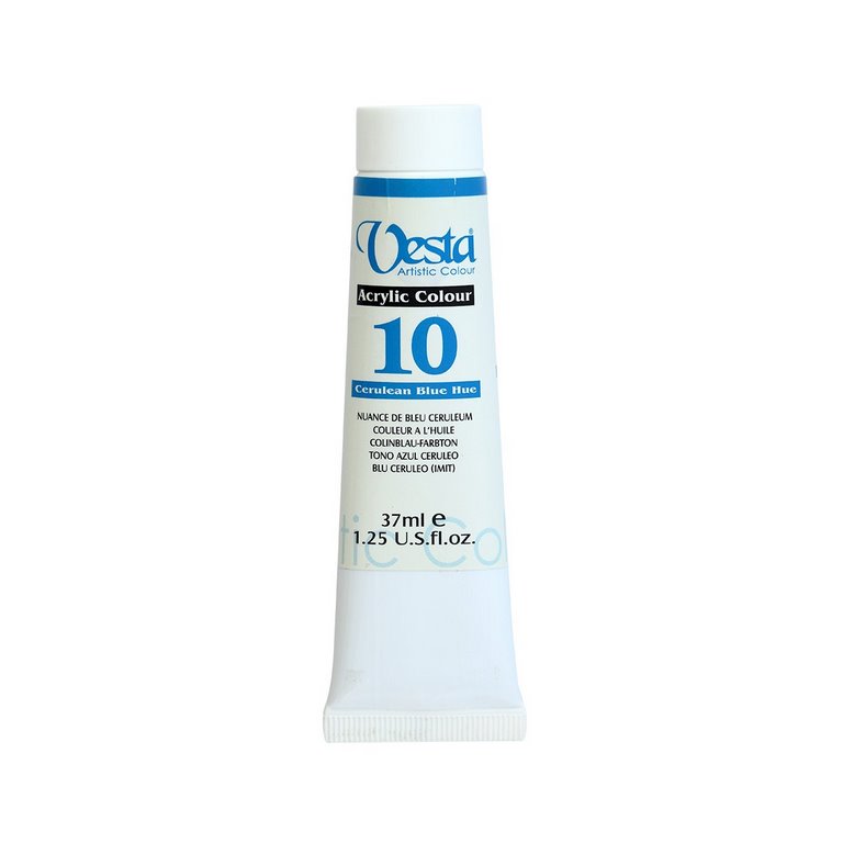 رنگ اکریلیک تکی وستا مدل Cerulean Blue Hue 10 حجم 37 میلی لیتر
