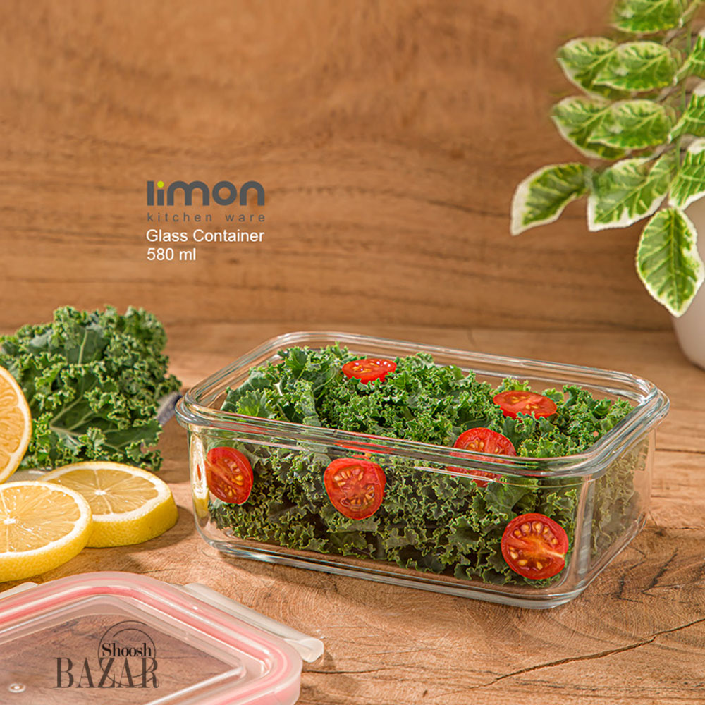 ظرف شیشه ای دربدار 580 میلی لیتر لیمون کد 2028