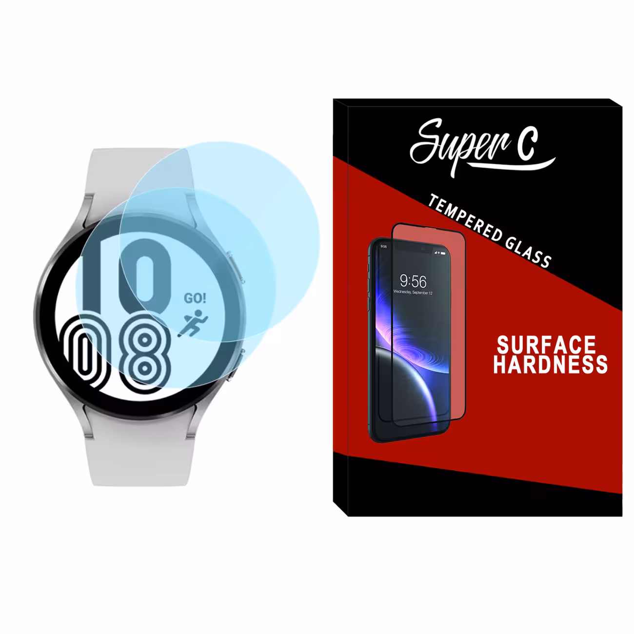 محافظ صفحه نمایش شیشه ای سوپرسی مدل SH-SC مناسب برای ساعت هوشمند سامسونگ Galaxy Watch 4 40mm بسته دو عددی