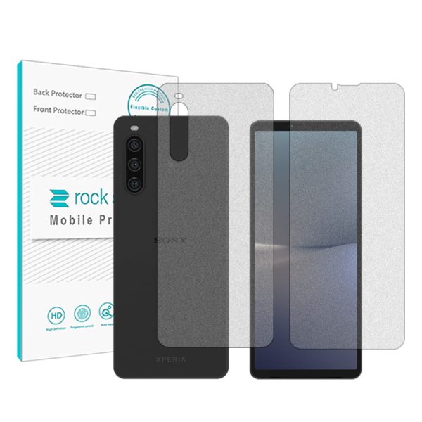 گلس پشت و رو سونی Xperia 10 V (اکسپریا 10 مارک 5 سونی) مدل نانو هیدروژل مات برند راک اسپیس کد SS