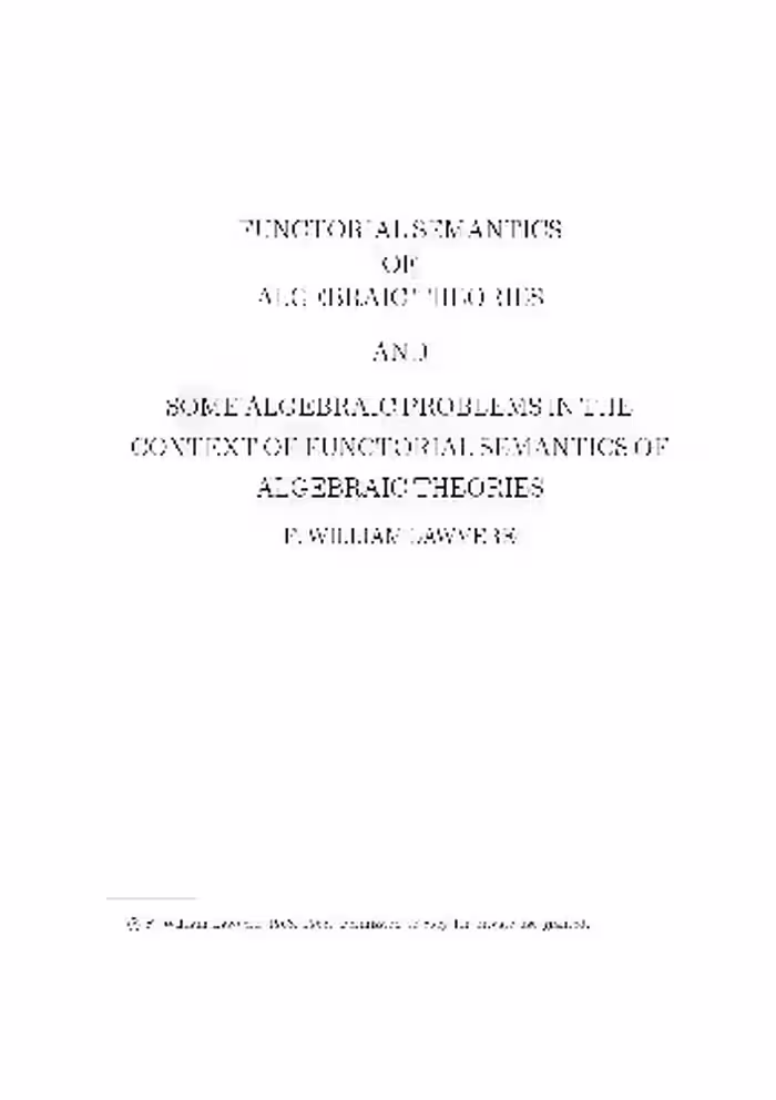خرید و دانلود نسخه کامل کتاب Functorial semantics of algebraic theories(free web version)