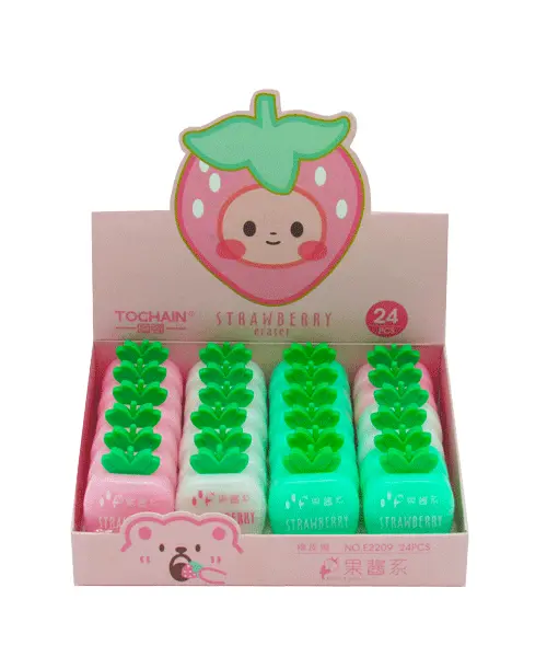 پاک کن فانتزی  توت فرنگی  قابدار بسته(24عددی)