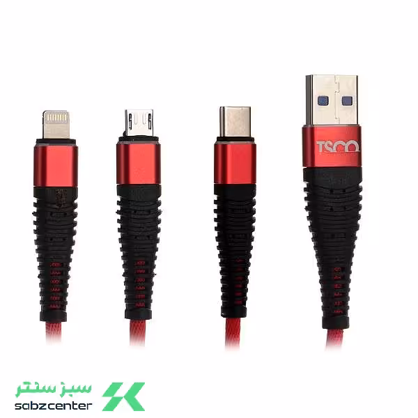 کابل تبدیل USB-C به لایتنینگ MicroUSB تسکو TC-A33 طول 1 متر